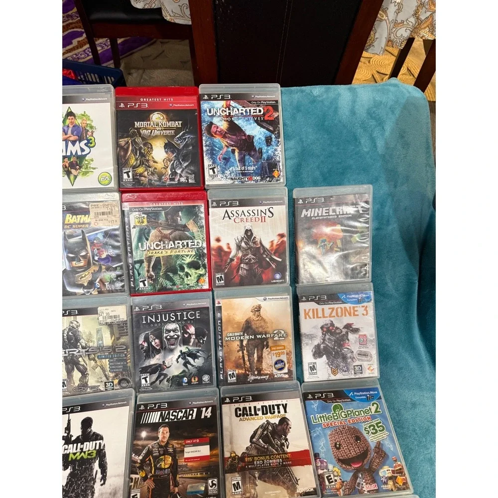Sony PlayStation 3 PS3 Console‎ CECHP01 Black 4 Controllers 29 Games Bundle Lot